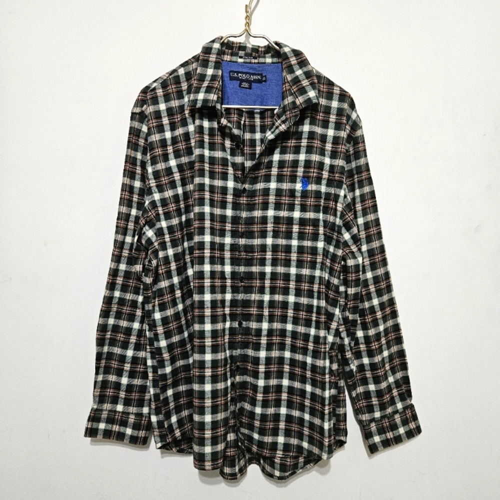 Men's Green Flannel U.S. Polo 2XL